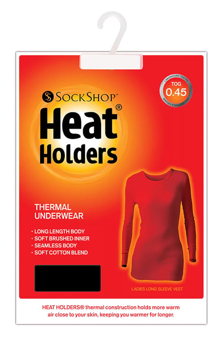 Heat Holders - Ladies Long Sleeve Thermal Underwear - Black - Image 2
