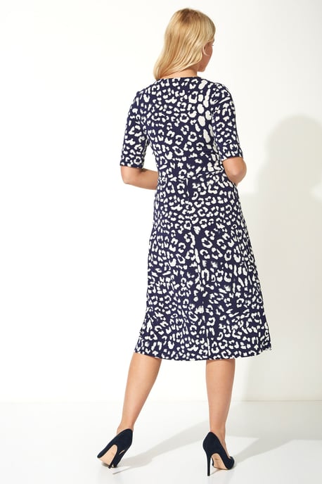 Animal Stretch Ruched Fit And Flare Dress