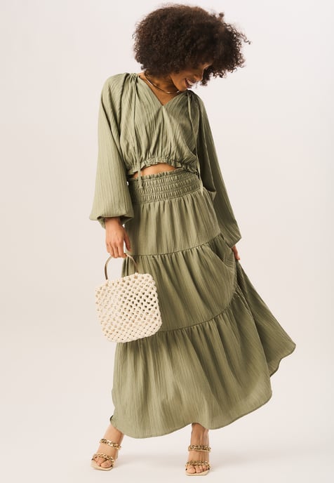 Smocked Tiered Maxi Skirt