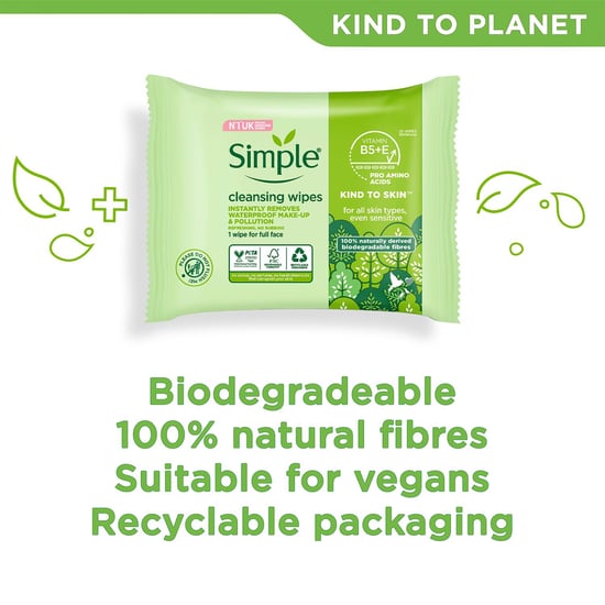 Simple Kind to Skin, Cleansing Wipes For Sensitive Skins, 3x 25 Wipes
