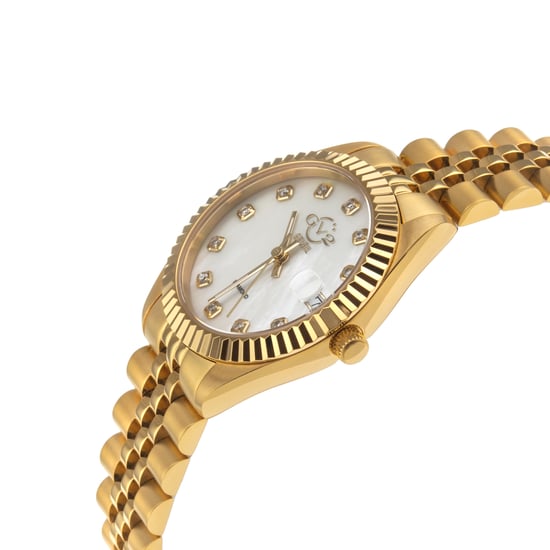 Naples 18 Diamond-Set Luxury Swiss Quartz Movement, IP Yellow Gold Stainless Steel Bracelet, Sapphire Crystal, Fluted Bezel 34 MM Watch - Image 3
