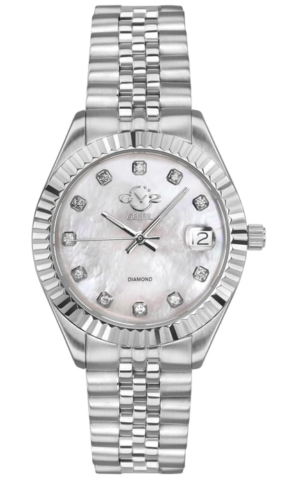 Naples 18 Diamond-Set Luxury Swiss Quartz Movement, Stainless Steel Bracelet, Sapphire Crystal, Fluted Bezel 34 MM Watch - Image 1