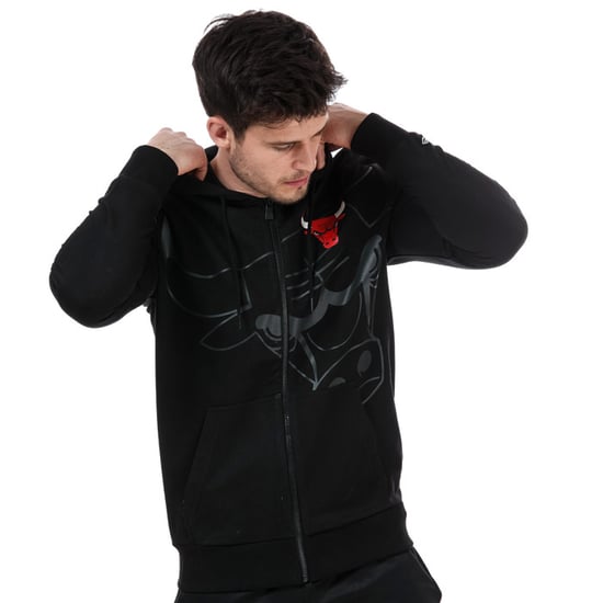 Men's New Era Big Logo Chicago Bulls Zip Hoodie in Black