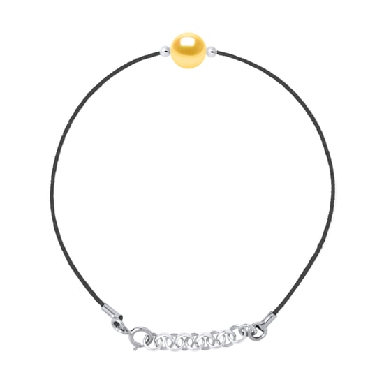 DIADEMA - Bracelet - Black Nylon - Freshwater Pearl - Gold