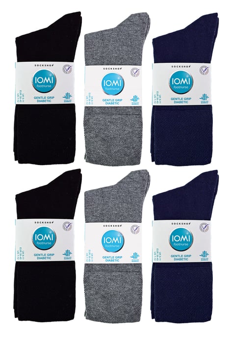 IOMI - 12 Pair Multipack Mens Diabetic Bamboo Socks | Extra Wide Seamless Socks with Non Elastic Gentle Grip Top - BNG - Image 2