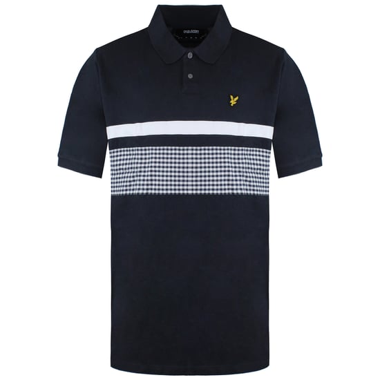 Lyle & Scott Gingham Yoke Stripe Mens Navy/White Polo Shirt