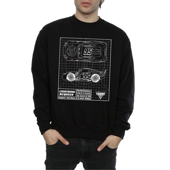 Disney Mens Cars Lightning McQueen Blueprint Sweatshirt (Black)
