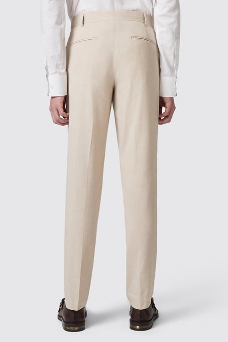 Looten Slim Fit Beige Linen Trousers