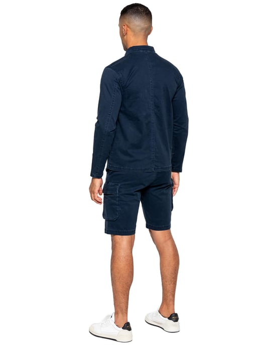 Enzo | Mens Cargo Tracksuit With Shorts Set - Navy - Image 4