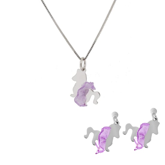 Orphelia 'Celinia' Child's 925 Sterling Silver Set: Chain-Pendant + Earrings - Silver SET-7134