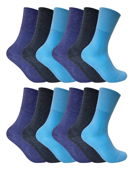 12 Pack Ladies Non Elastic Thermal Diabetic Socks | Sock Snob | Women Soft Top Socks for Poor Circulation - Light Blue - Image 1
