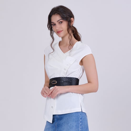 Geplooide asymmetrische top met dubbele borst - Image 2
