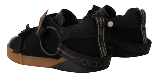 Dolce & Gabbana Men's Black Leather Low Top Casual Sneakers