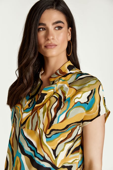 Turquoise Swirl Print Mouwloze Top - Image 5