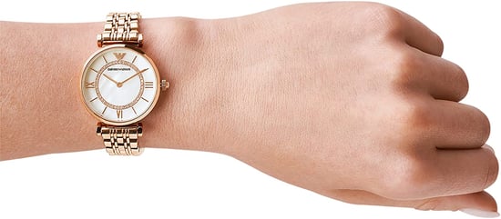 Emporio Armani Gianni T-bar damklocka i roséguld AR1909 - Image 5