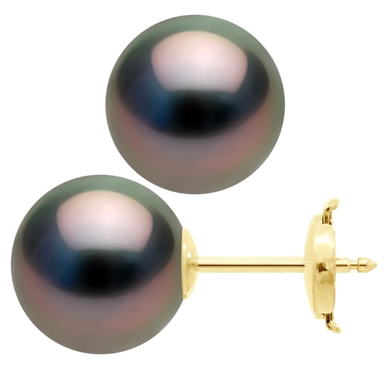 Oorbellen - Geel Goud 375 - Echte Gecultiveerde Tahiti Parel Rond 10-11 mm - Image 1