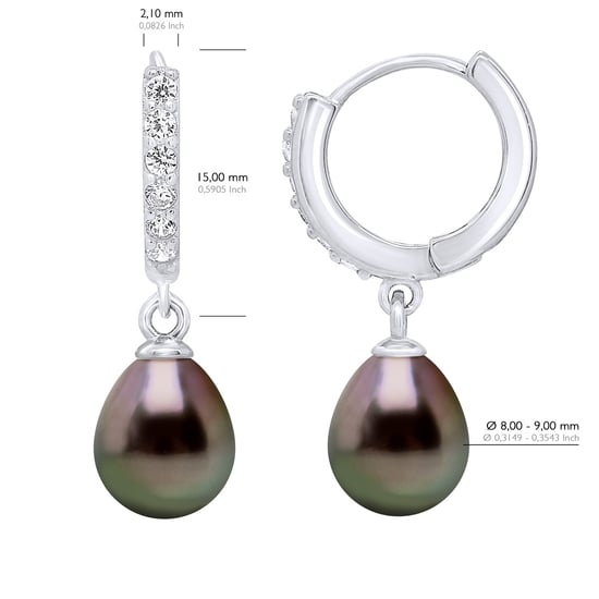 Earrings Creole Real Cultured Tahiti Pearls 8-9 mm - Image 1