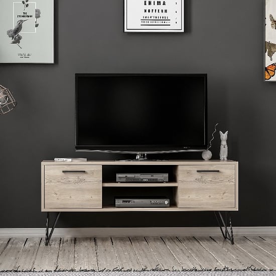 HOMEMANIA Almira TV Stand, in Wood, Black