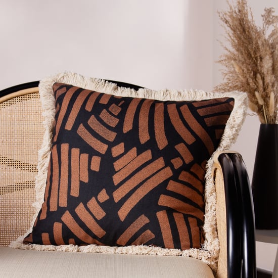 Paoletti Oromo Printed Geometric Fringed Cushion Cover - Image 5