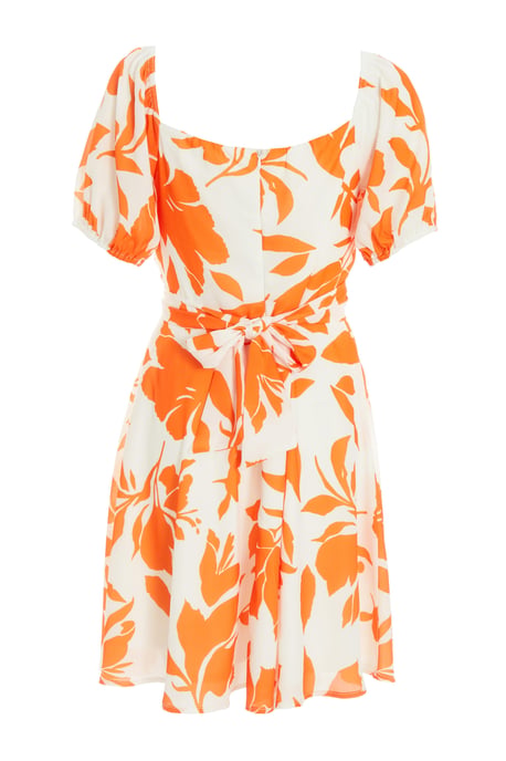 Orange Floral Skater Mini Dress