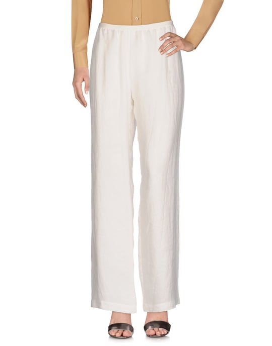 Gentryportofino Ivory Silk Wide Leg Trousers
