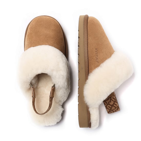 EVER AU Women Pelican Removable Strap Slingback Slippers - Chestnut
