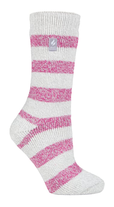 Heat Holders - Ladies Thermal Socks for Winter | Outdoor & Indoor Socks | Cuddly & Fluffy | Gifts for Women - Light Grey / Berry (Tuscuny) - Image 1