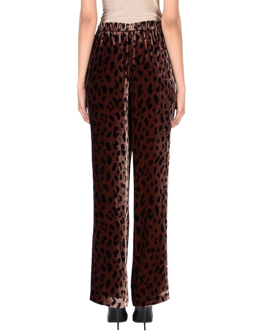 Tibi Dark Brown Leopard Print Velvet Trousers
