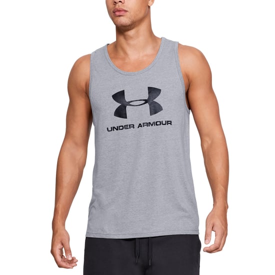 Under Armour Mens Sportstyle Logo Wicking Fitness Tank Top in Grey
