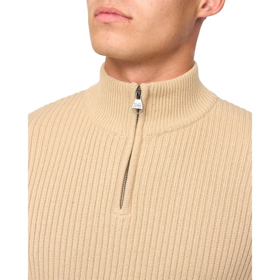 Crosshatch Mens Havaline stickad tröja med kvarts dragkedja (vete) - Image 3