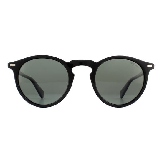 Polaroid Round Mens Black Green Polarized Sunglasses