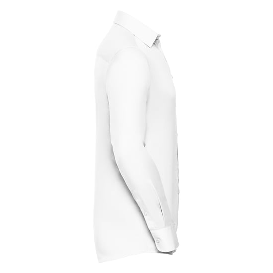 Russell Collection Mens Herringbone Long-Sleeved Formal Shirt (White) - Image 3