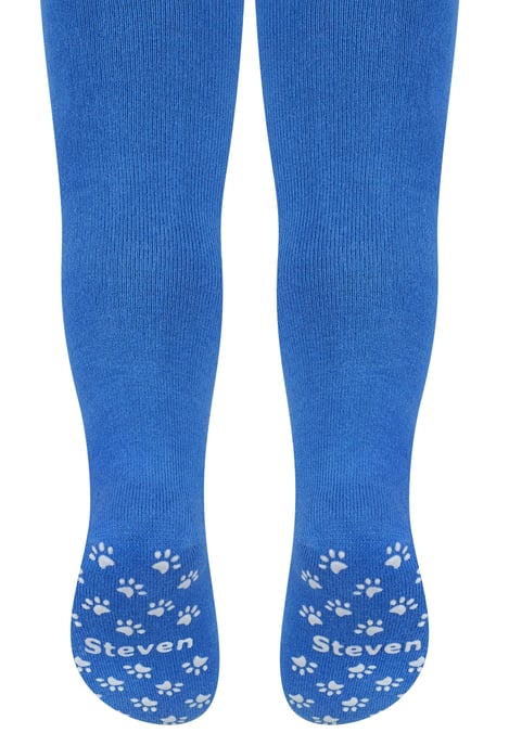 Steven - Baby Cotton Tights with Anti-Slip Grips - Paws (Royal Blue) - Image 2
