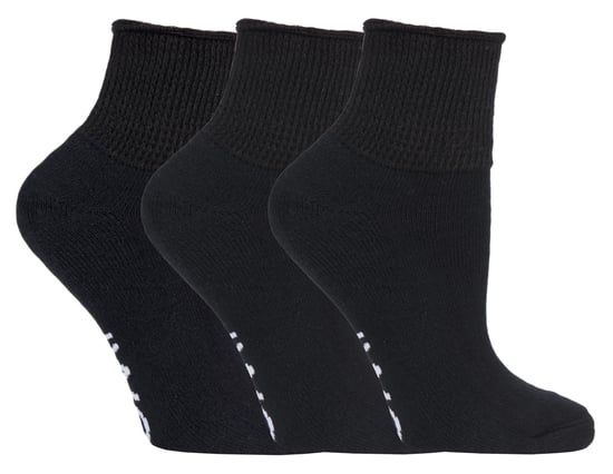 IOMI - 3 Pairs Cotton Cushioned Diabetic Socks for Swollen Feet and Legs - Black - Image 1