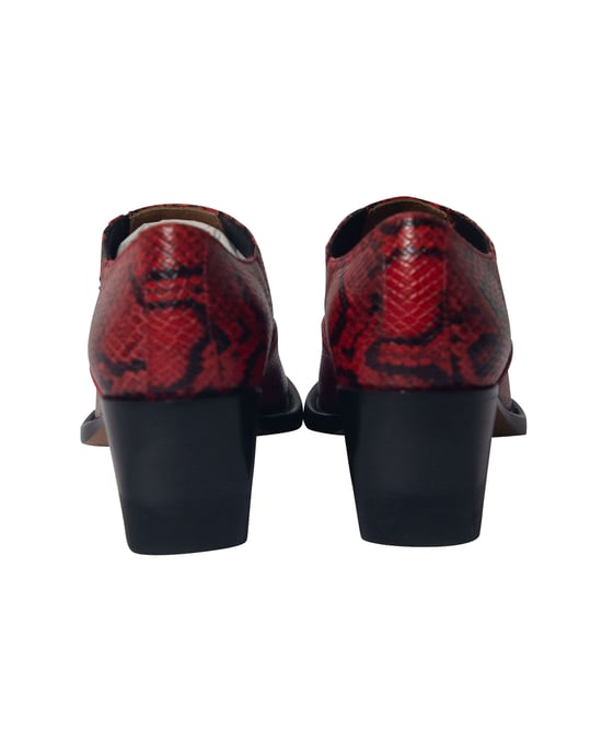 Chloé Rylee Snake-Effect Ankle Boots in Red Leather - Image 4