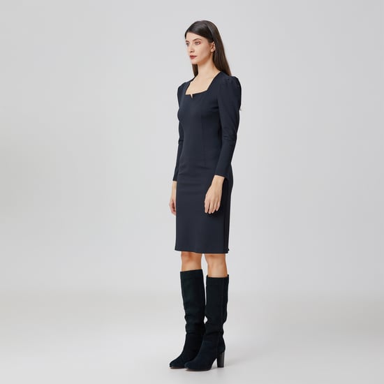 Puffy sleeves fitted dress - Image 3