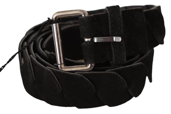 GF Ferre Men's Black WX Silver Tone Buckle Waist Belt