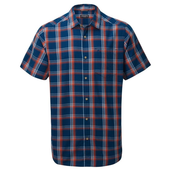 Craghoppers Mens Rafie Checked Shirt (Poseidon Blue/Orange)