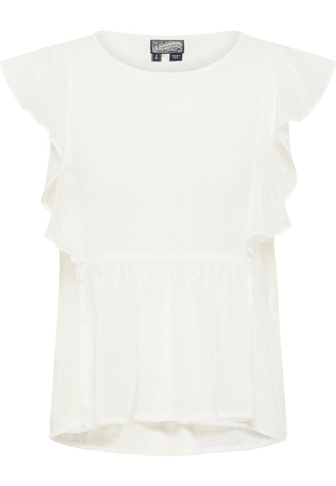 Dreimaster blouse met korte mouwen Dames wolwit - Image 1