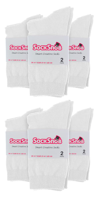 Vanliga bomullsstrumpor för damer | 12 par Multipack | Sock Snob | Tunna bekväma färgglada ankelstrumpor för damer - Vit - Image 2