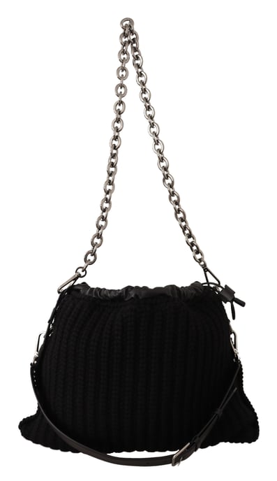 Dolce & Gabbana Kvinnors Svart Cashmere Stickad Axel Crossbody Väska - Image 2