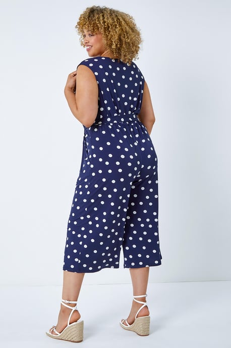 Curve Spot Print Wrap Jumpsuit