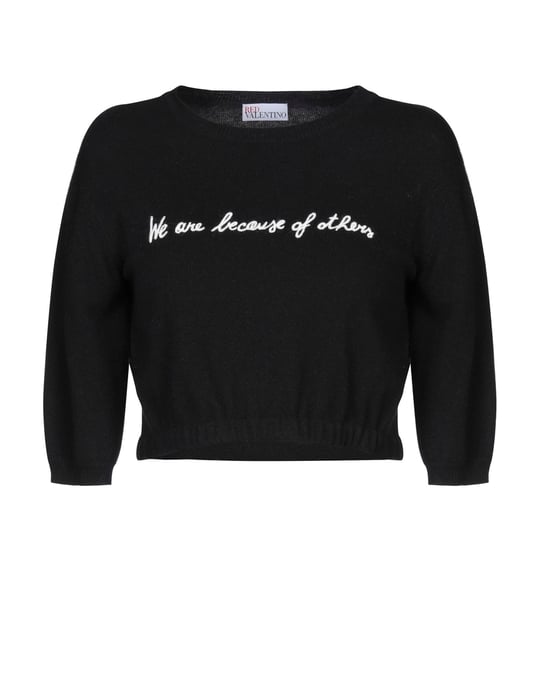 Redvalentino Black Wool Embroidered Jumper