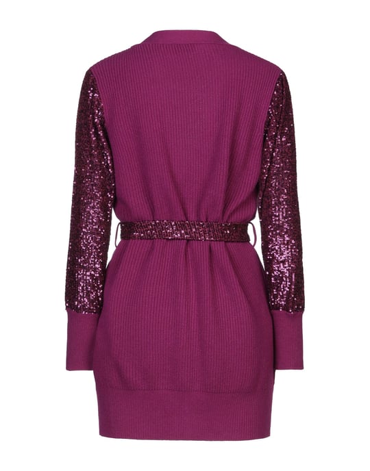 Vicolo Purple Knit Cardigan With Sequin Sleeves