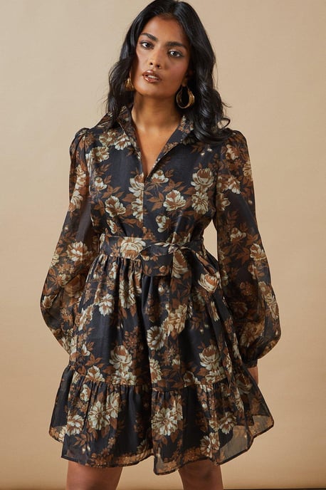 Organza Collared Mini Dress - Image 1