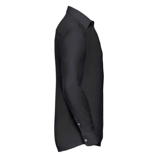 Russell Collection Mens Oxford Tailored Long-Sleeved Formal Shirt (Black) - Image 3