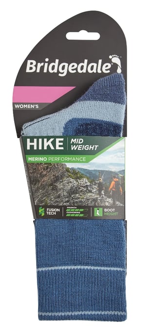 Bridgedale - Womens Hiking Midweight Merino Socks - Blue / Sky - Image 2