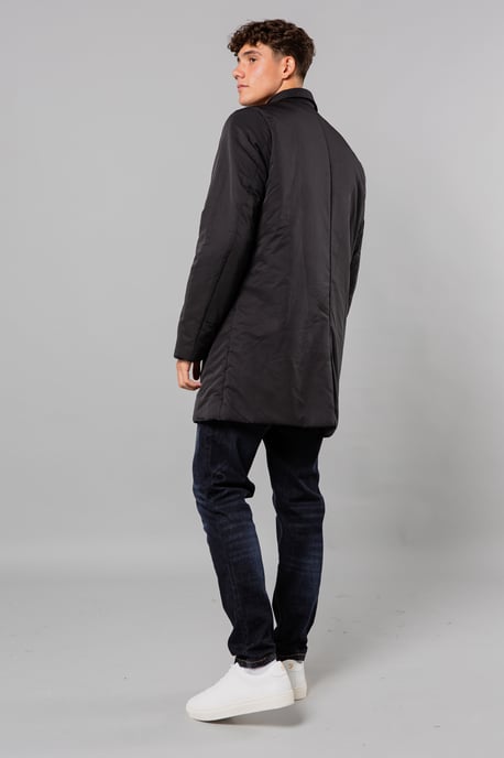 Black Mid-Length Coat With Collar