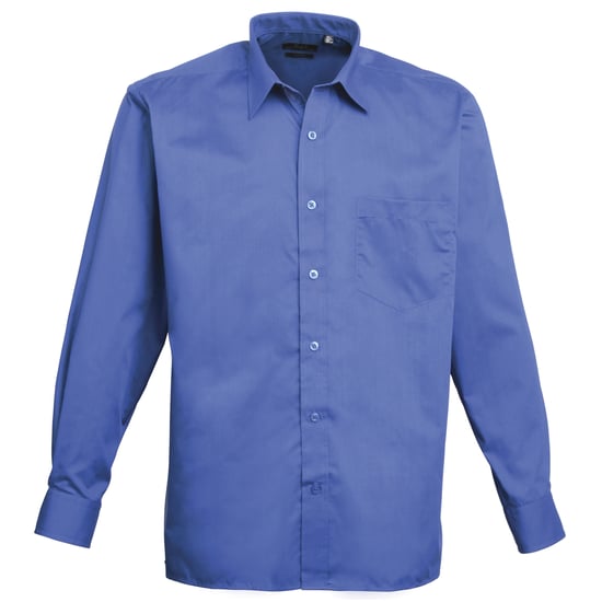 Premier Mens Premier Poplin Long-Sleeved Formal Shirt (Royal) - Image 1