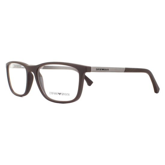 Emporio Armani Rectangular Rubber Brown Mens  Glasses Frames